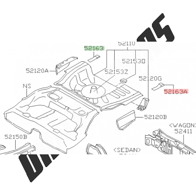 Gousset GAUCHE de plancher arrière Origine Subaru WRX et  STI 2001 - 2005
