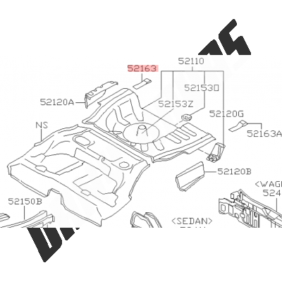 Gousset DROIT de plancher arrière Origine Subaru WRX et  STI 2001 - 2005