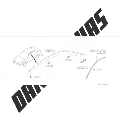 clips de bas de moulure de toit couleur jaune wrx et sti 2001-2007