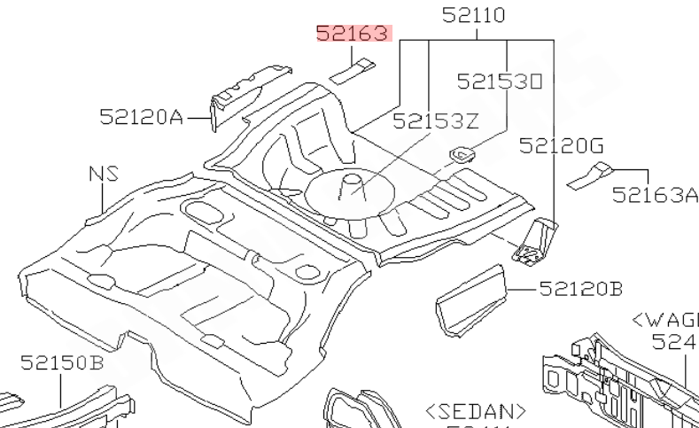 Gousset DROIT de plancher arrière Origine Subaru WRX et  STI 2001 - 2005