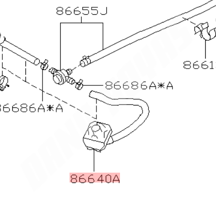 buse+tuyau lave phare gauche subaru forester 2003-2007