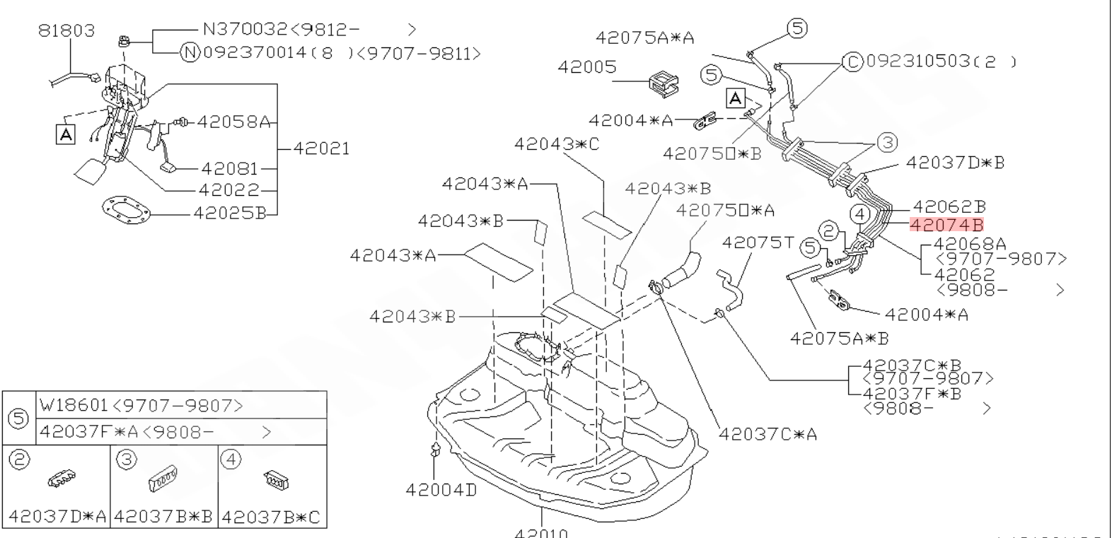 tuyau alimentation essence subaru impreza 1993-2000