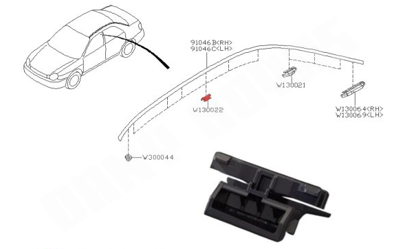 clips de moulure de toit noir wrx et sti 2001-2007