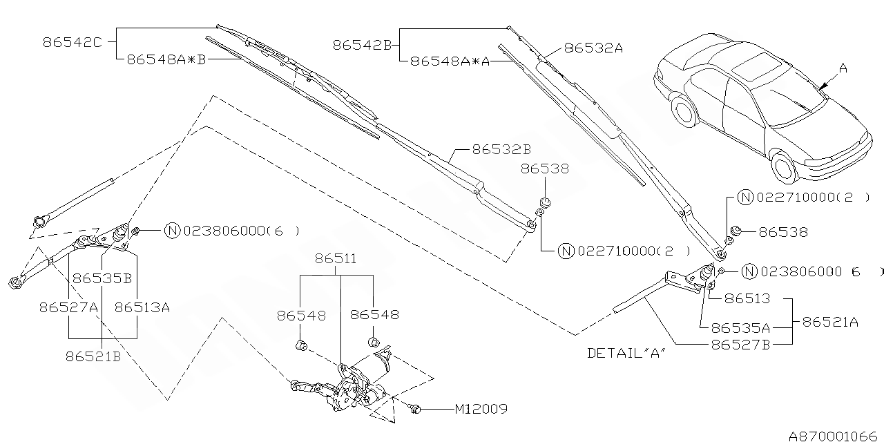 bras de liaison d essuie glace coté passager impreza 1993-2000