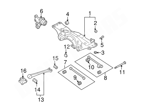 Silent bloc origine inférieur berceau arrière  impreza GT 1993-2000