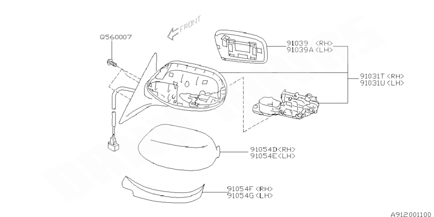 Cache inférieur rétroviseur droit SUBARU STI 2008-2010