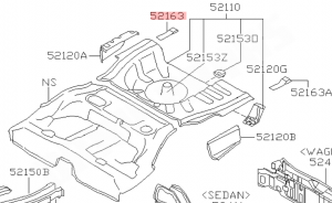 Gousset DROIT de plancher arrière Origine Subaru WRX et  STI 2001 - 2005