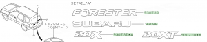 logo 2.0 x  pour subaru forester 2003-2007 sur haillon arrière