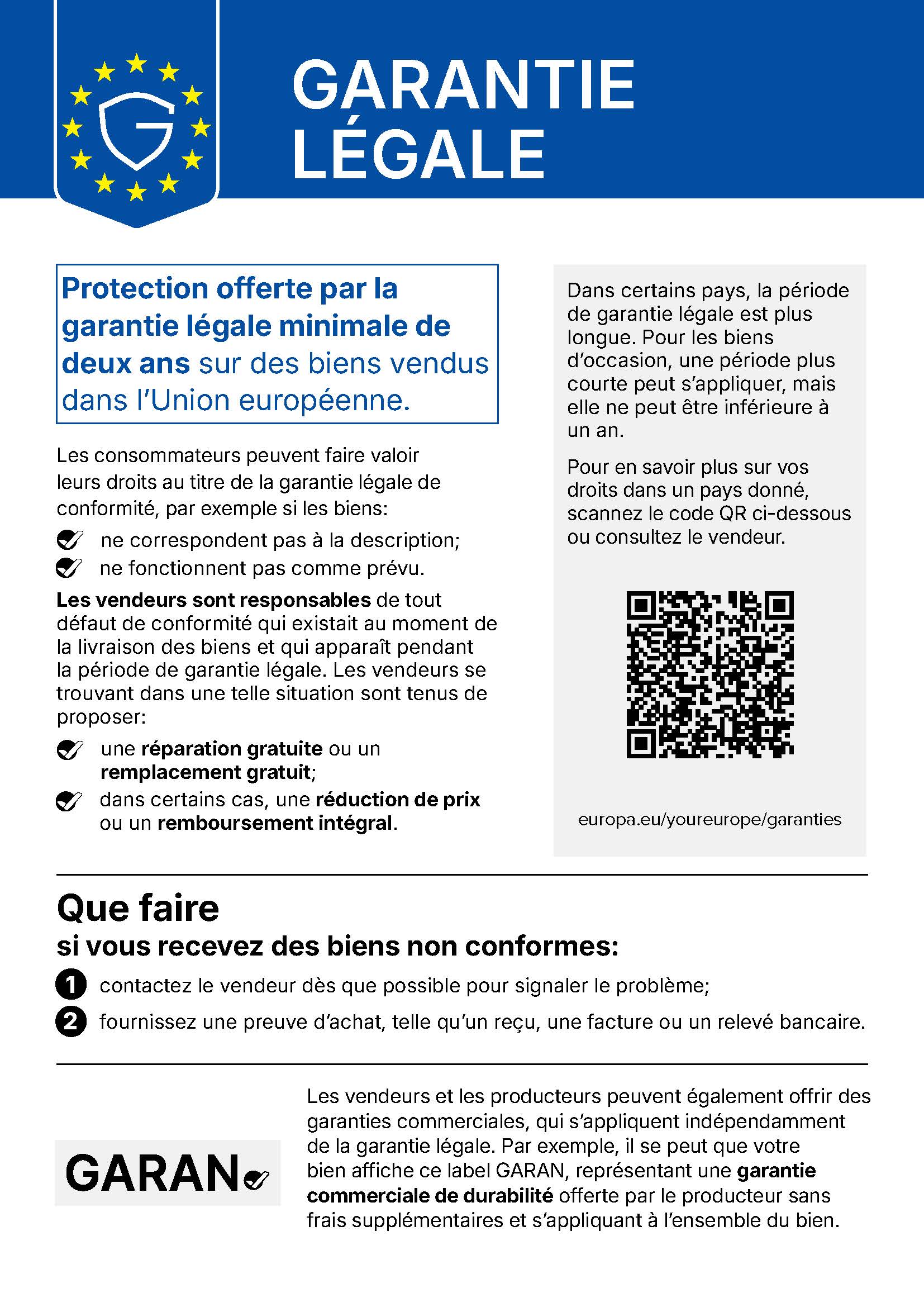 Texte Garantie L&eacute;gale